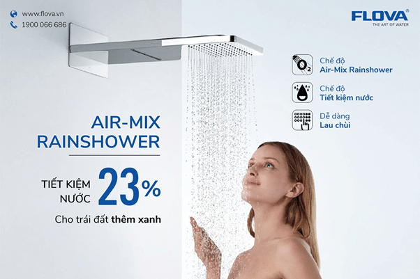  Air - mix ranishower vừa giúp tiết kiệm nước đến 23%, vừa tạo ra những phút giây trải nghiệm tuyệt vời