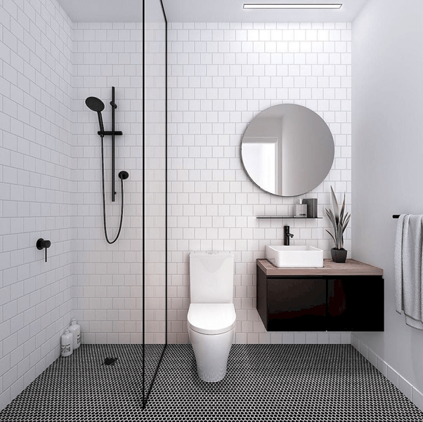 Vách ngăn tắm đứng có thể sử dụng với phòng tắm có diện tích vừa